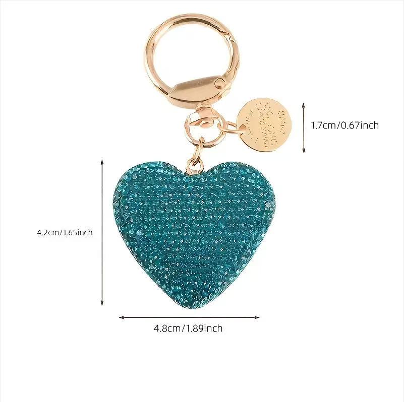 Diamond encrusted sparkling heart keychain fashion gold key ring car key pendant cute car key, handbag and backpack decorative jewellery girls gift