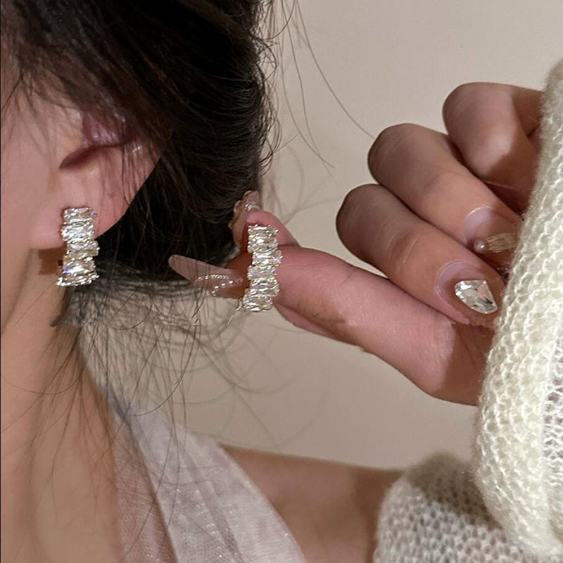 New Style 925 Sterling Silver Earrings with Golden Cubic Zirconia for Women Trendy and Elegant Jewelry