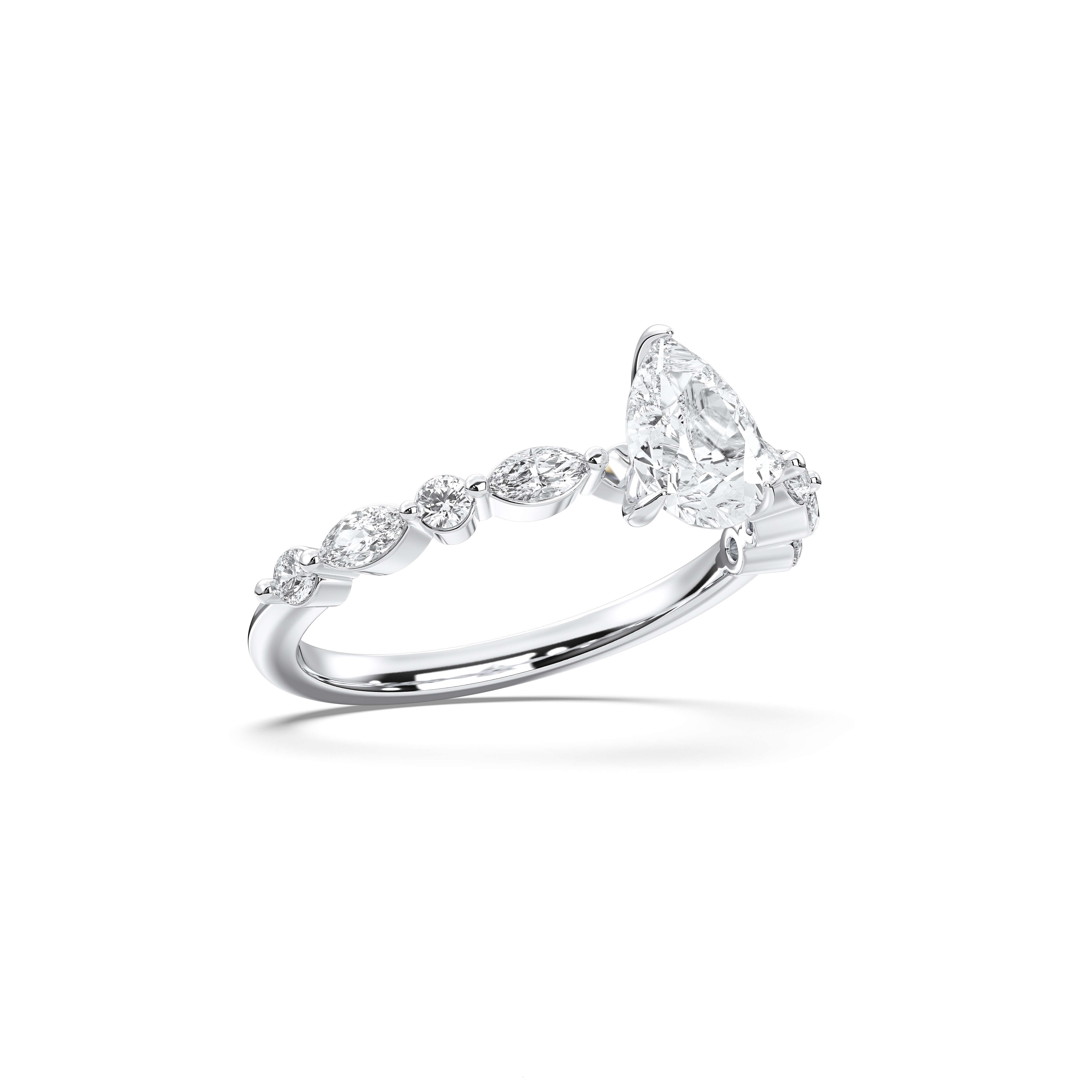 Premium Moissanite Luxury 0.14 Ct Round Cut Eternity Band with Five Stones - Sterling Silver