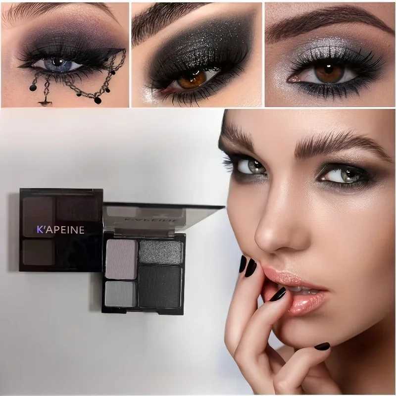 4 Colors Punk Smokey Eyeshadow Palette Matte Glitter Long Lasting Shimmer Cool Toned Black Blue Eye Pigment for Makeup W250605