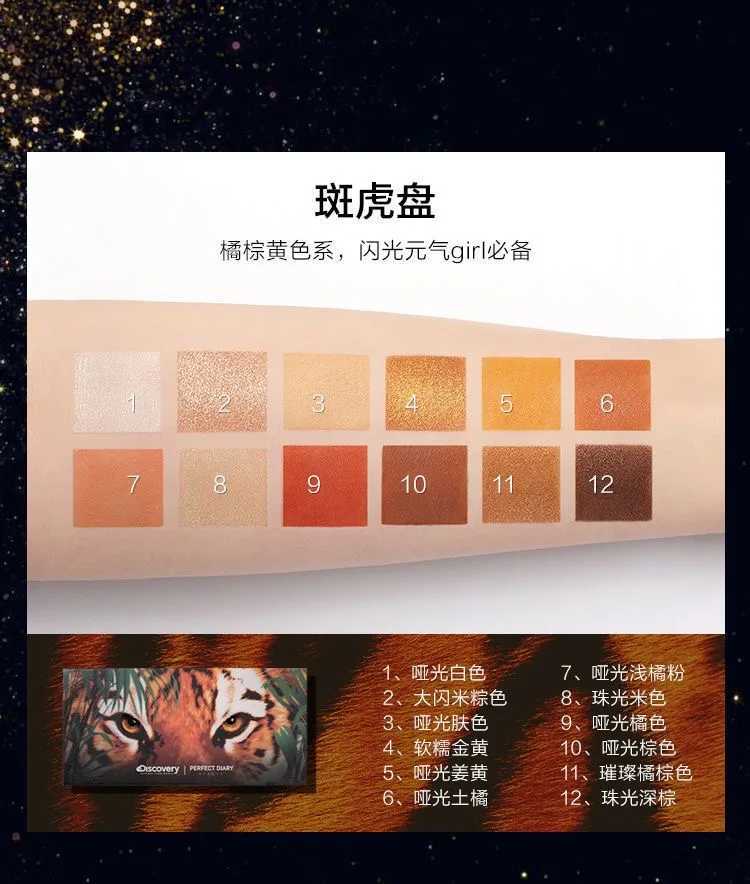 Perfect Diary Animal Eyeshadow Tray 2-color Multi-purpose Tray Earth Color Matte Highlighter Eyeshadow W250605