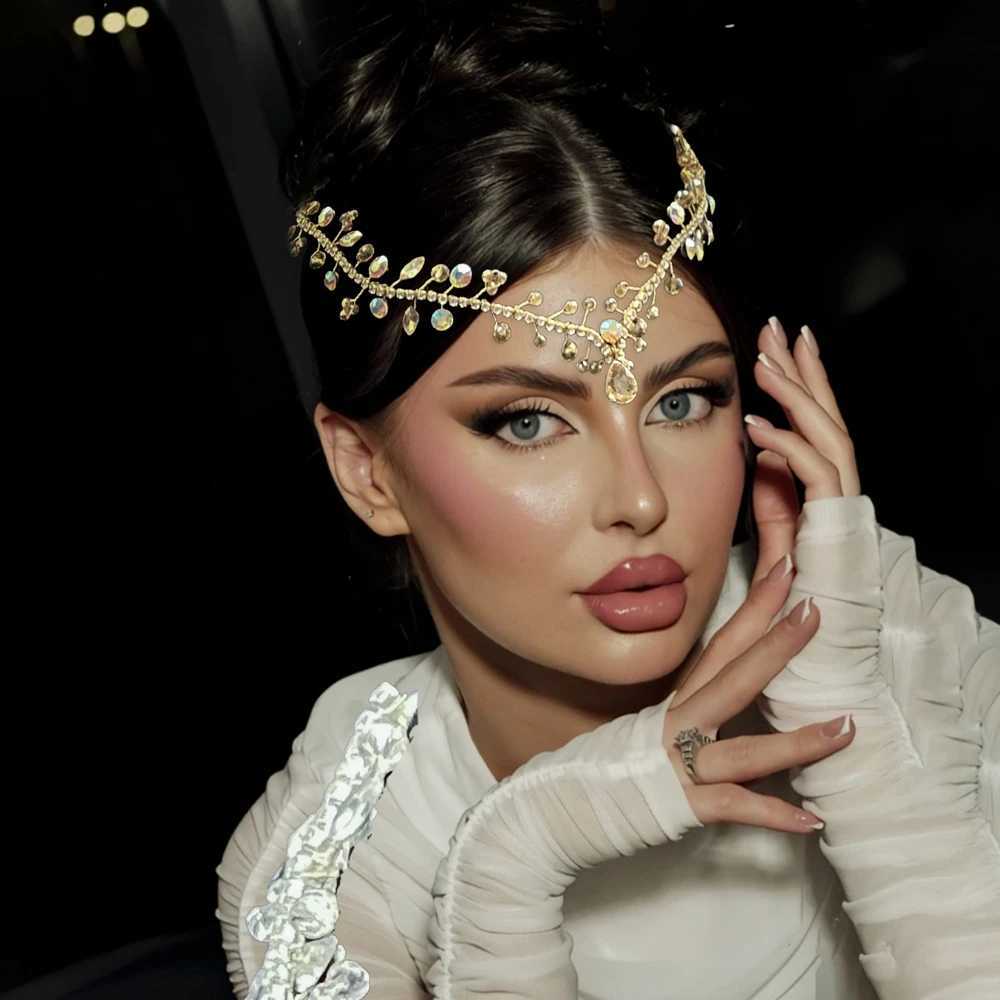 DZ217 Vintage Trend Rhinestone Head Chain Forehead Headband Indian African Bohemian Hair Accessories Crystal Tiara Headdress Z250605