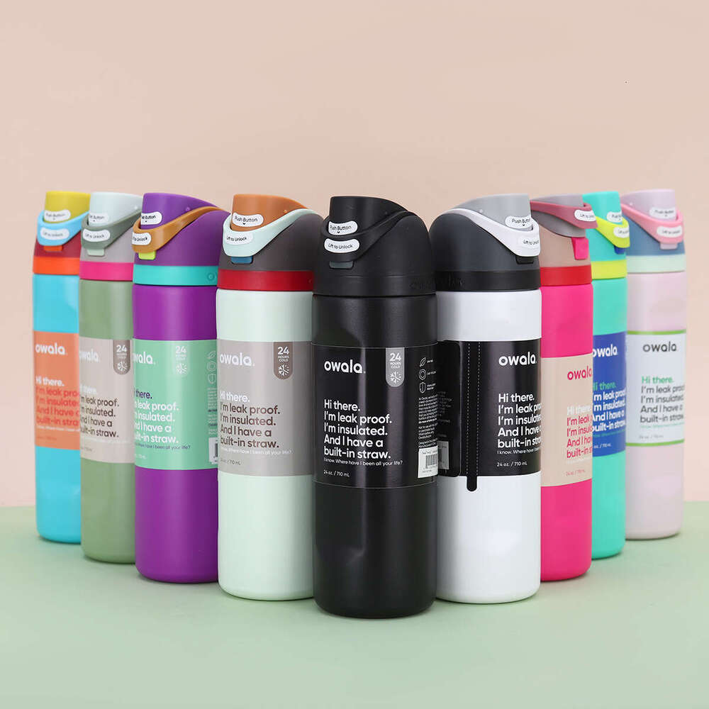 New double-layer vacuum insulated stainless steel water cup, outdoor sports water bottle, portable straw cup, kettle