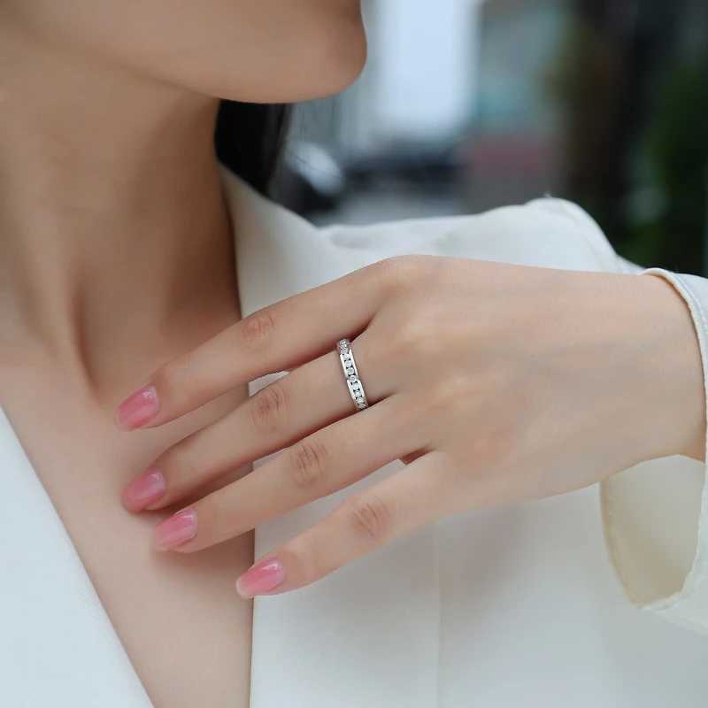 925 Sterling Silver 2mm Moissanite Ring Eternity Sparkling Full Body Luxury Diamond Ring Wedding Jewelry GRA W250606