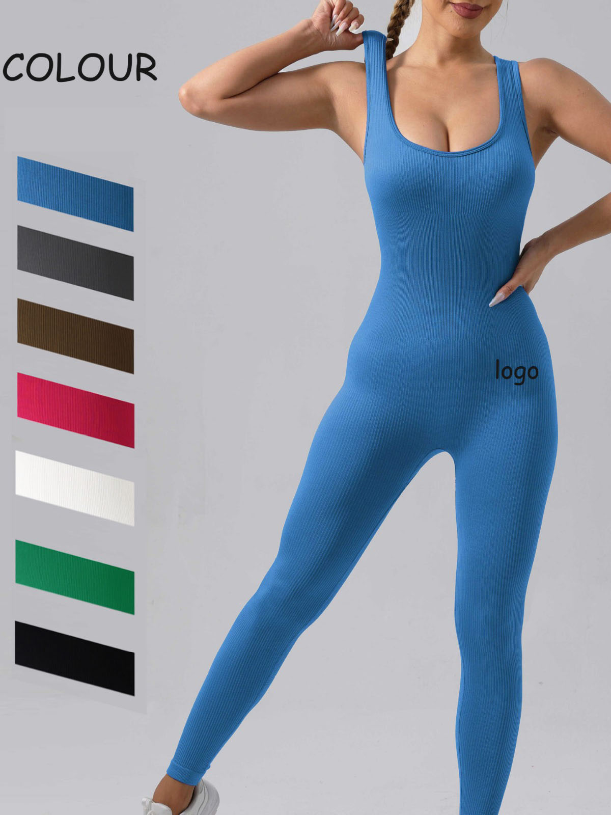 Hot selling seamless high elasticity threaded pants, sports back shaping jumpsuit, yoga suit