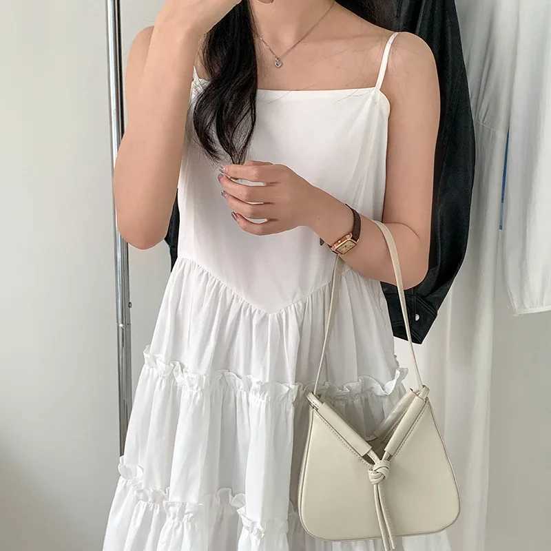 Women Fashion Crossbody Bag Foldable Solid Leather Triangle Underarm Shoulder Bags Female Chic Small Commute Messenger Pack M250606