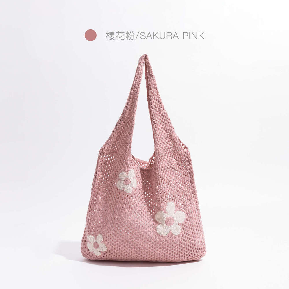 Knitted Summer Versatile Large Capacity Shopping Simple Woven Mesh Hollow Women's Shoulder Bag B5