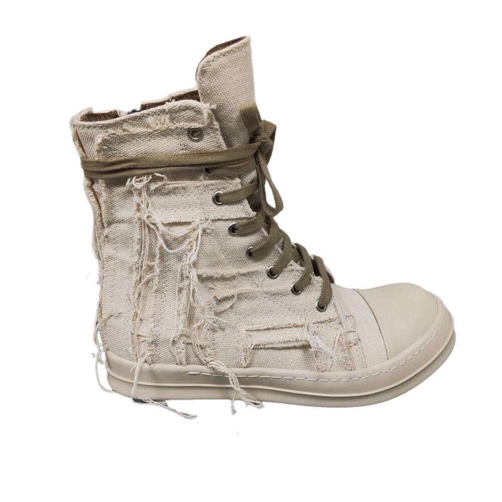 2025 Summer New Thick-Soled Casual Men's with Tassels, Comfortable Lace-Up Canvas Sneakers, Breathable High-Top Single Shoes