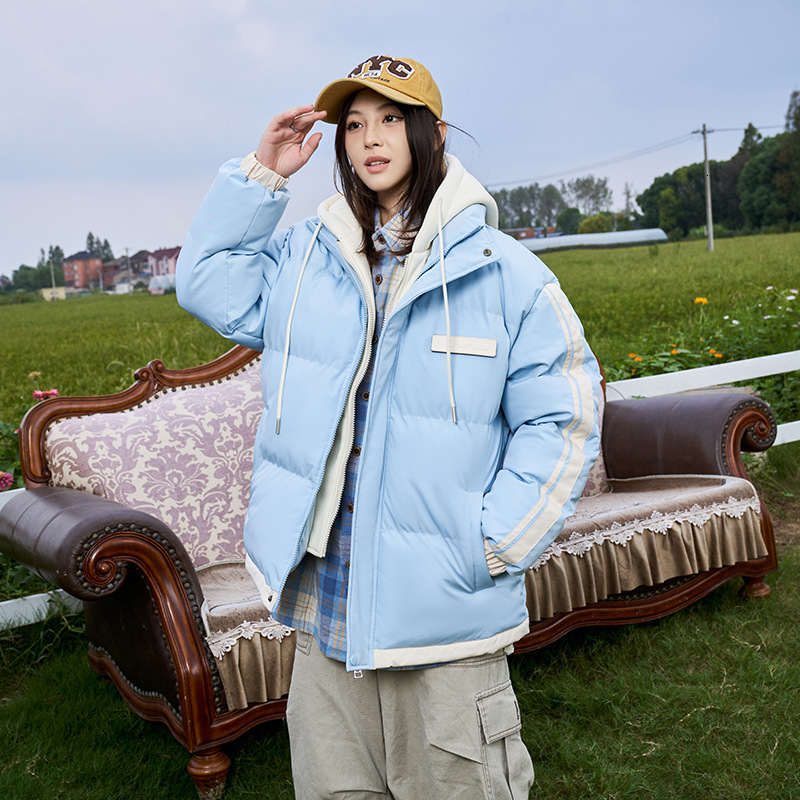 Ddmyoutdoor Men S Women S Thick Warm Cotton American Versatile And Fashionable Bread Jacket Striped Korean Loose Hooded Jacket Jackets