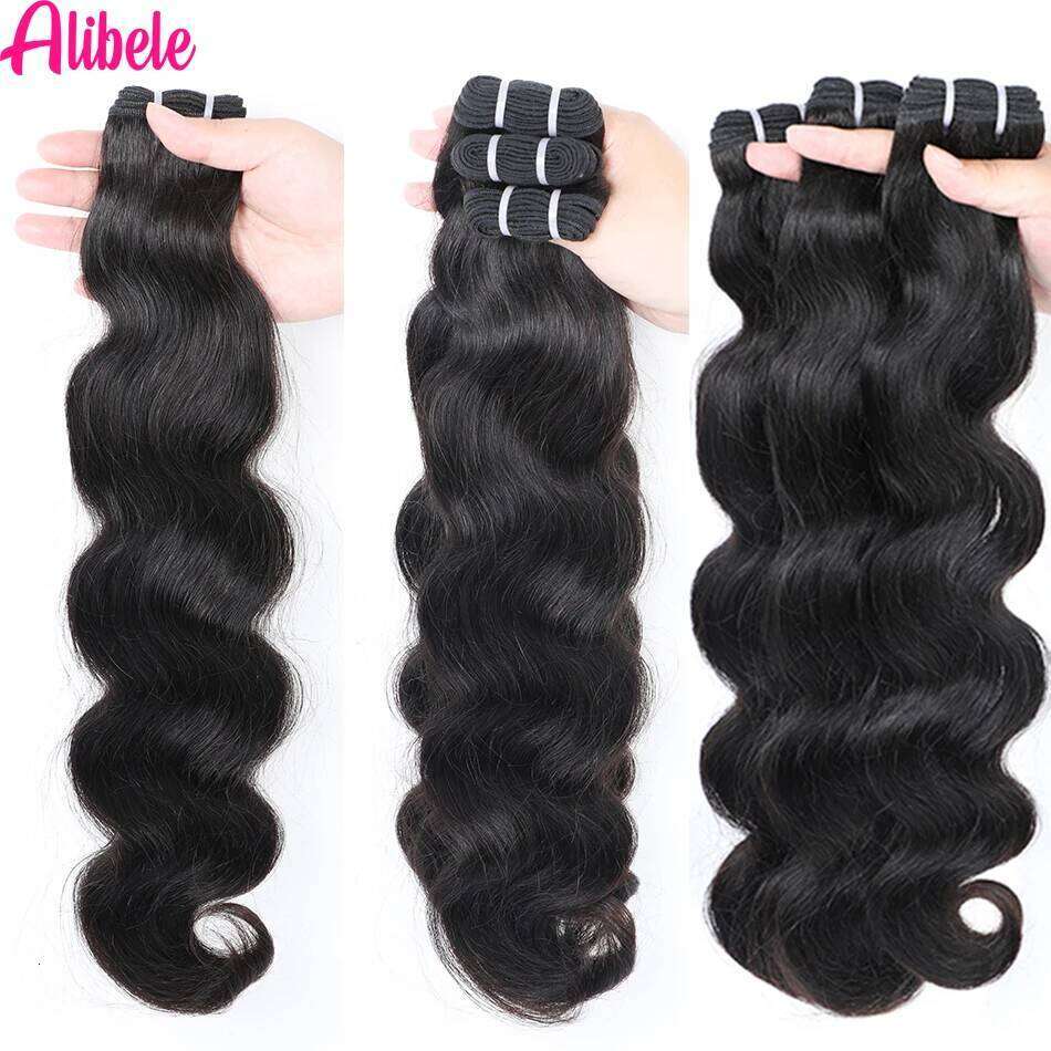 Alibele HD Brazilian Body Wave 13x6 Lace Front Long Hair Weave Bundles With Frontal