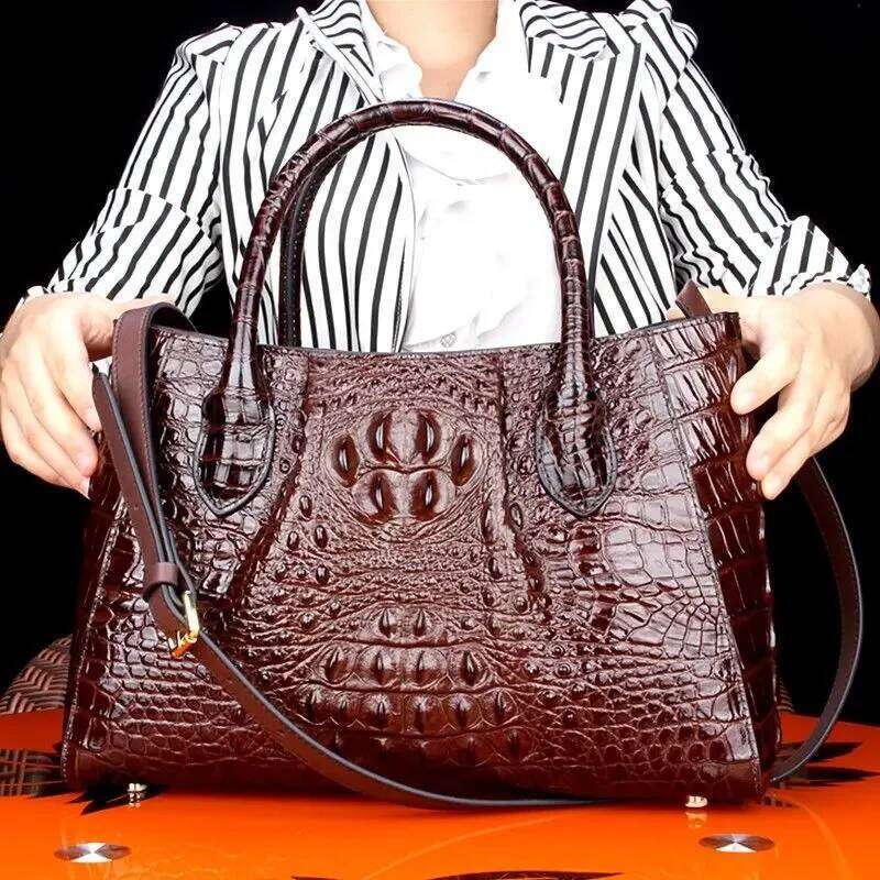 New Fashion Alligator Women Handbags European Designer Cowhide Genuine Leather Shoulder Bags Female Brand Crossbody Bag