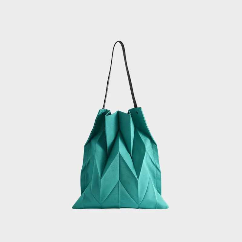 New Trendy Geometry Canvas Rhomb Pleated Bag Versatile Folding Large Capacity Lightweight Handheld One Shoulder Tote Bag M250606