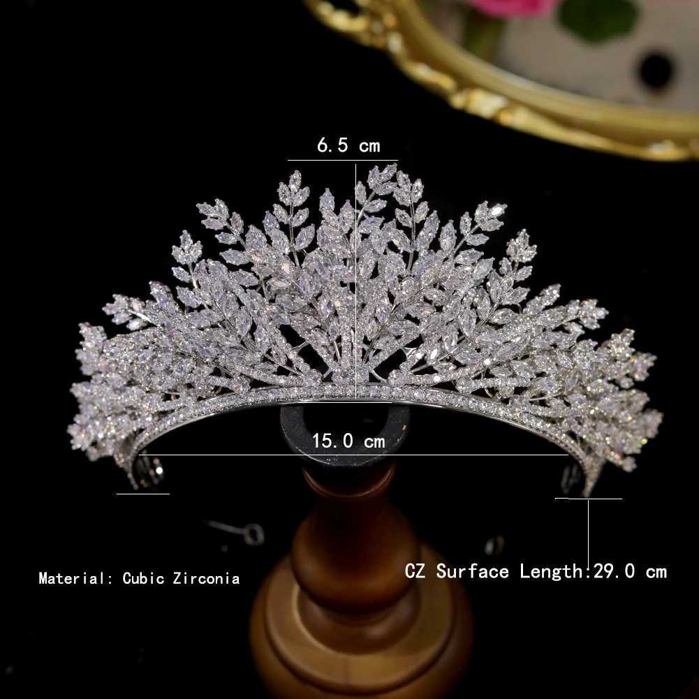 New Crown Made Of Multiple Layers Leaves Wedding Accessories Silver Color Diademas CZ Crystal Tiara For Women Bride Jewelry Z250605