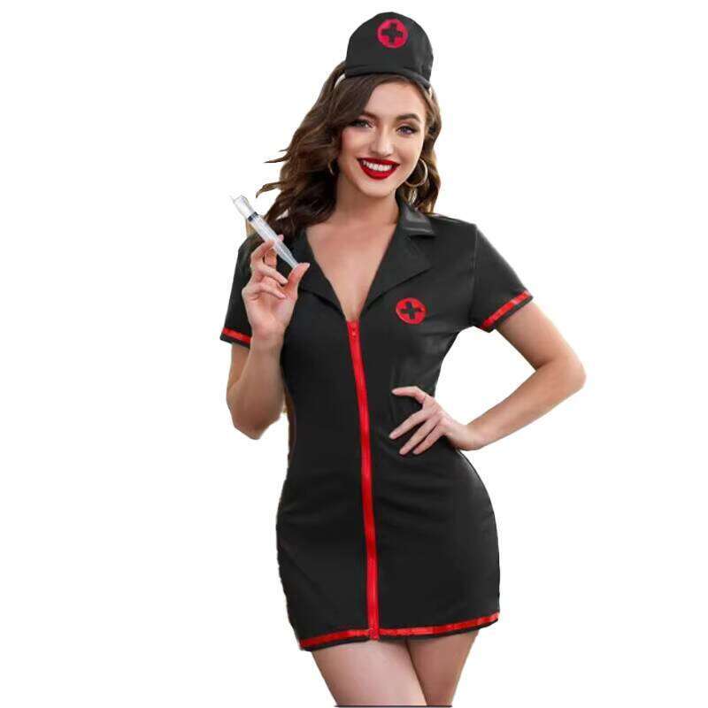 Hot Lingerie Cosplay Lace Nurse Short Dress Set Sexy Bodysuit Women Underwear Erotic Costume Ladies Open Sleepwear