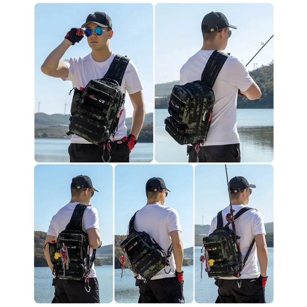 Fishing Tackle Backpack Storage Bag Men Outdoor Shoulder Fishing Lure Gear Bags with Rod Pole Holder Camping Hunting Hiking Pack 250603