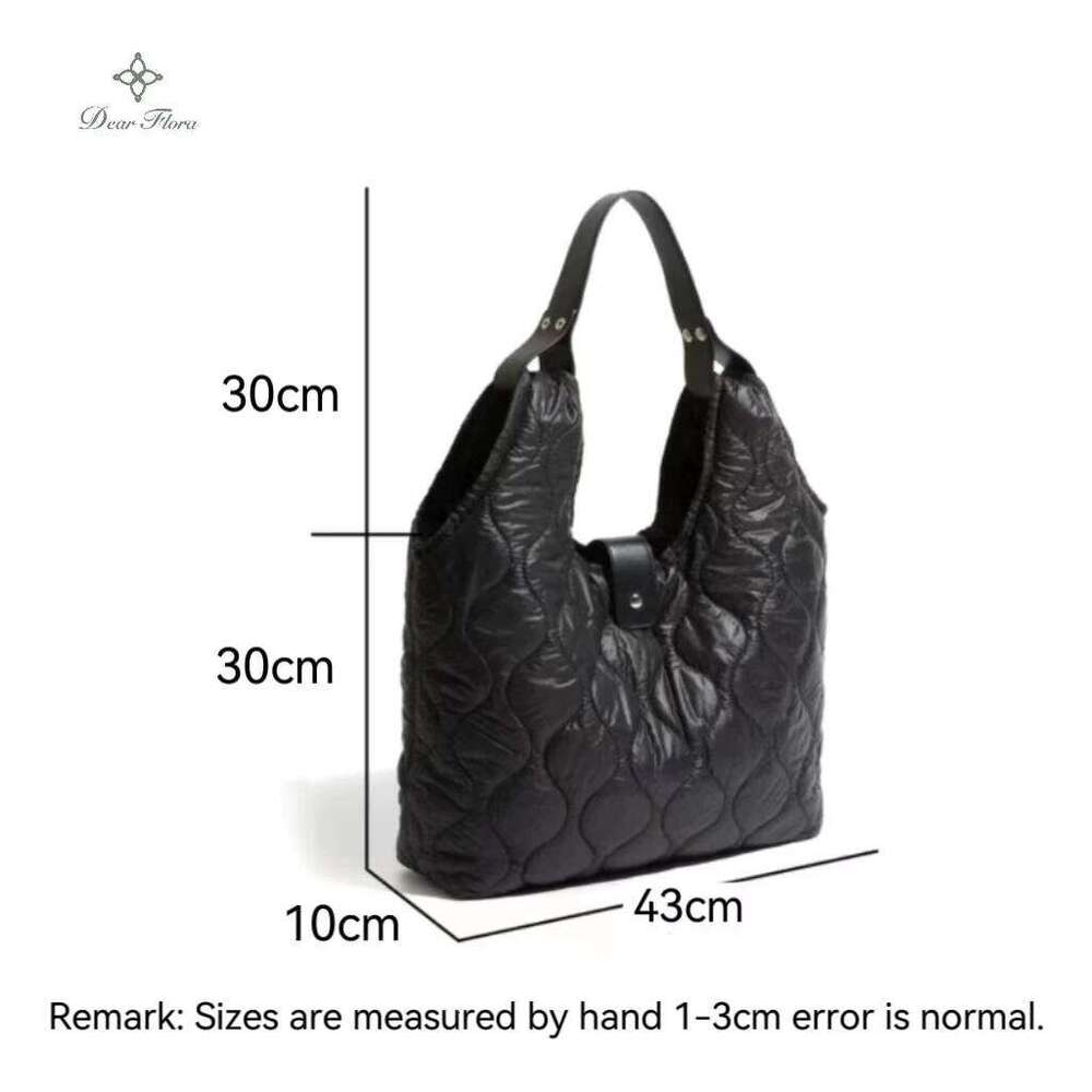 New Simple Quilted Padded Down Female Handbag Lightweight Portable Woman Tote Bag Soft Space Fluffy Ladies Single Shoulder Purse