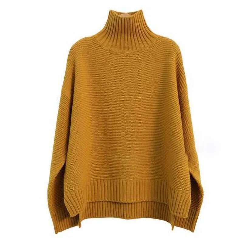 Women's plus Size Monochromatic Cashmere Sweater Thick Turtleneck Loose Fit for Autumn And Winter Europe America Style