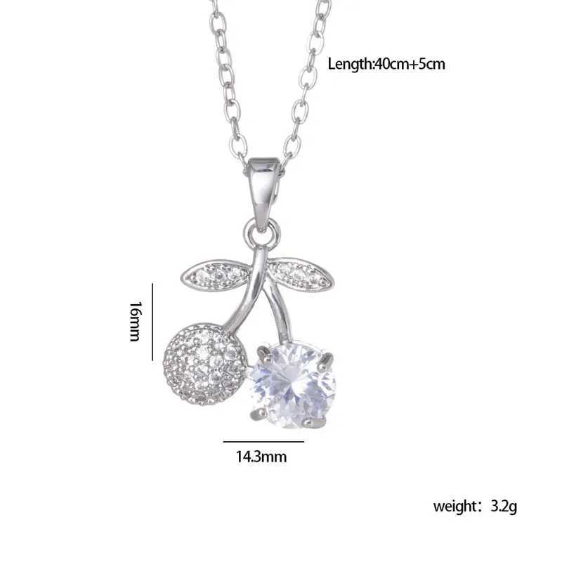 Light Luxury Cherry Zircon Pendant Necklace Stainless Steel Chains Fashion Choker Jewelry Birthday Gifts For Women Girls Y250605