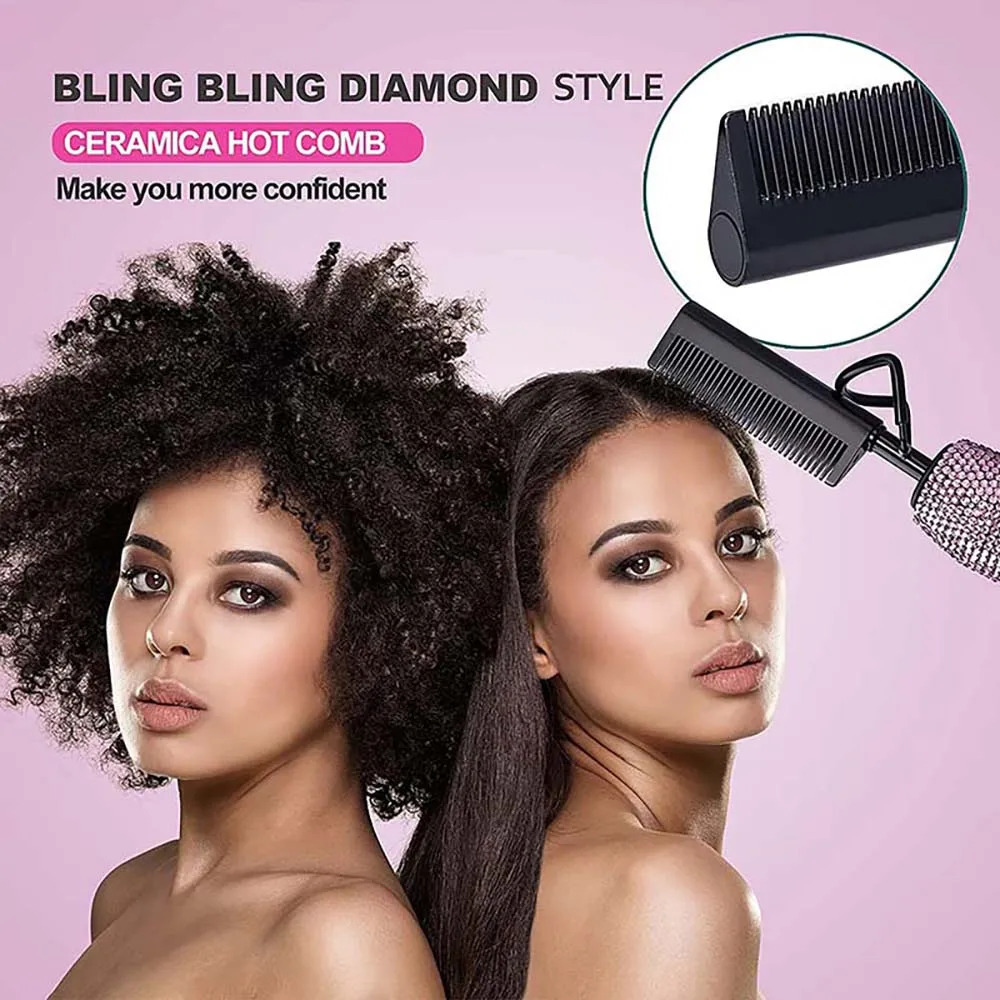 Electric Comb Diamond Straightening Comb Pro Ceramic High Temperature Peine Alisador De Cabello for African American Hair 250605