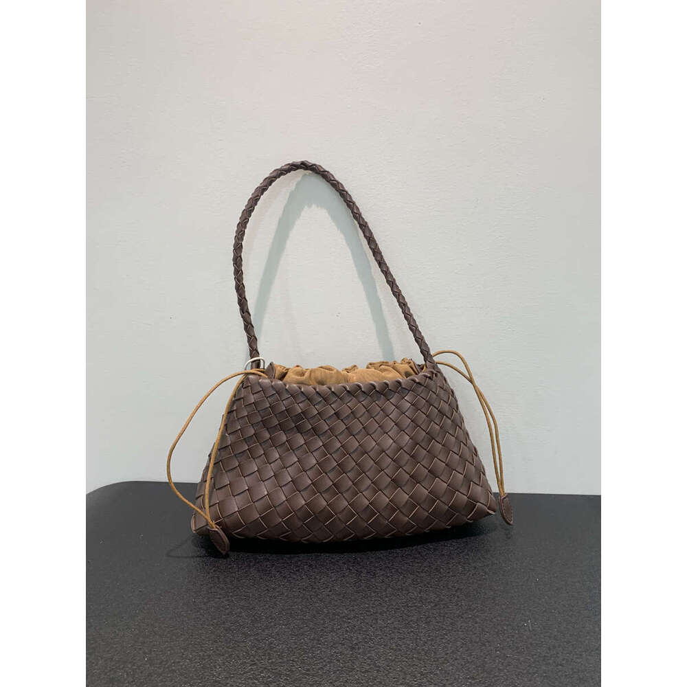 New Woven Soft Leather Women s French Style Basket Handbag Shoulder Bag