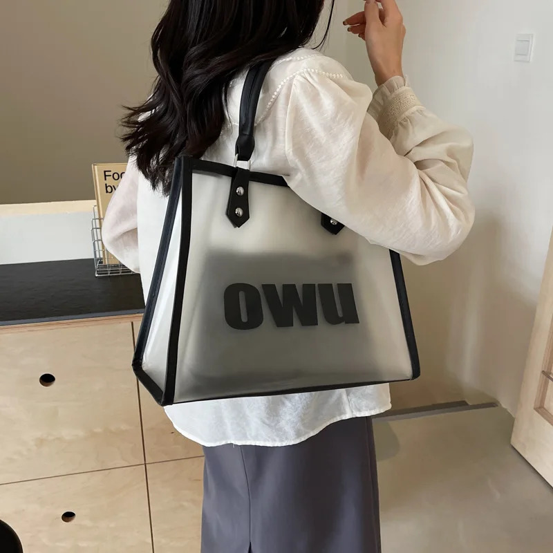 Transparent Jelly Bag for Women Large Capacity Summer Personalized Shoulder Bag Texture Mother Tote Bag 250530