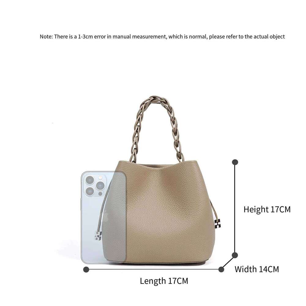 New first layer of cowhide bucket spring high-grade textured leather crossbody bag commuter every shoulder elegant handbag