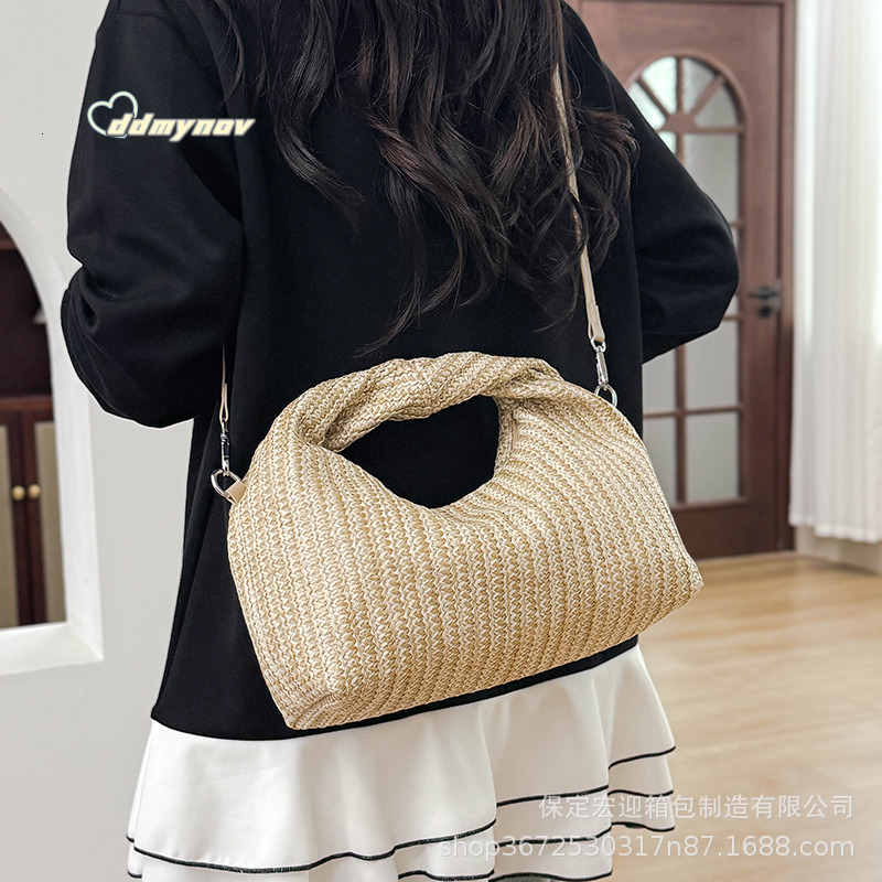Women's Fashion 2025 New Straw Woven Shoulder Handbag Underarm Bag for Women ddmynov