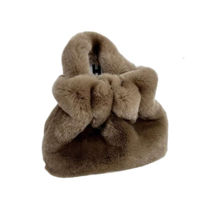 Real Rex Rabbit Fur Bags Plush Clutch Bag New Tote Mobile Purse Women's Pleated Handbag