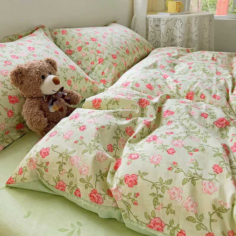 Comforter Botanical Flowers Garden Ultra Soft Breathable 100% Nature Cotton Bedding Sets With Flat/Fitted Sheet 2 Pillowcases T250606