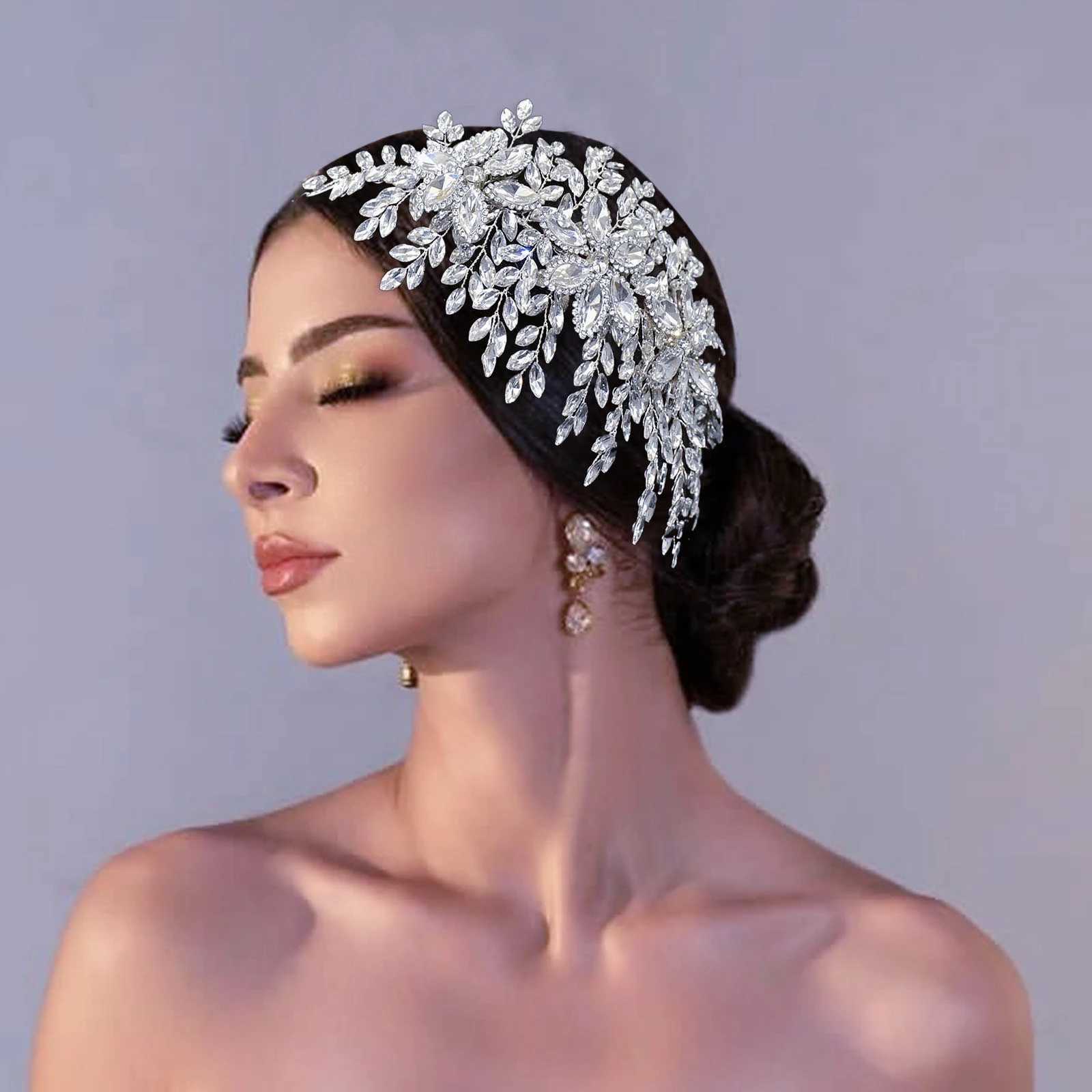 DZ012 Champagne Crystal Headband Tiara For Women Rhinestone Hairband Pageant Party Headdress Wedding Hair Accessories Jewelry Z250605