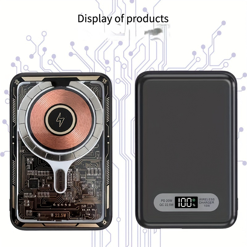 Fast-Charging MagSafe Compatible Mobile Phone 5000mah Transparent version wireless magnetic Powerbank Durable Backup Battery Accessory for Your phone 