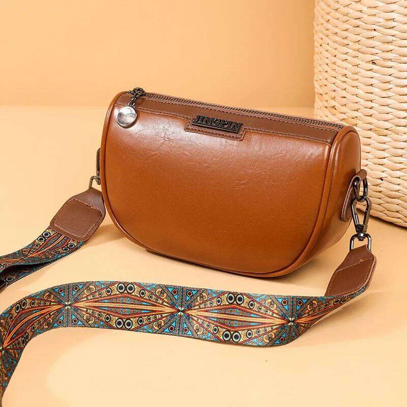 Women Fashion Saddle Bright Surface Women's Small Shoulder Messenger Bag Texture Easiest For Match Retro Backpack