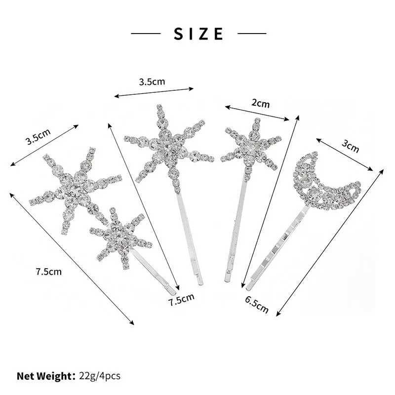 Star Moon Hairpins Clips Wedding Hair Accessories For Women Party Shining Rhinestone Hairgrips Girls Bridal Hair Clips Jewelry Z250605