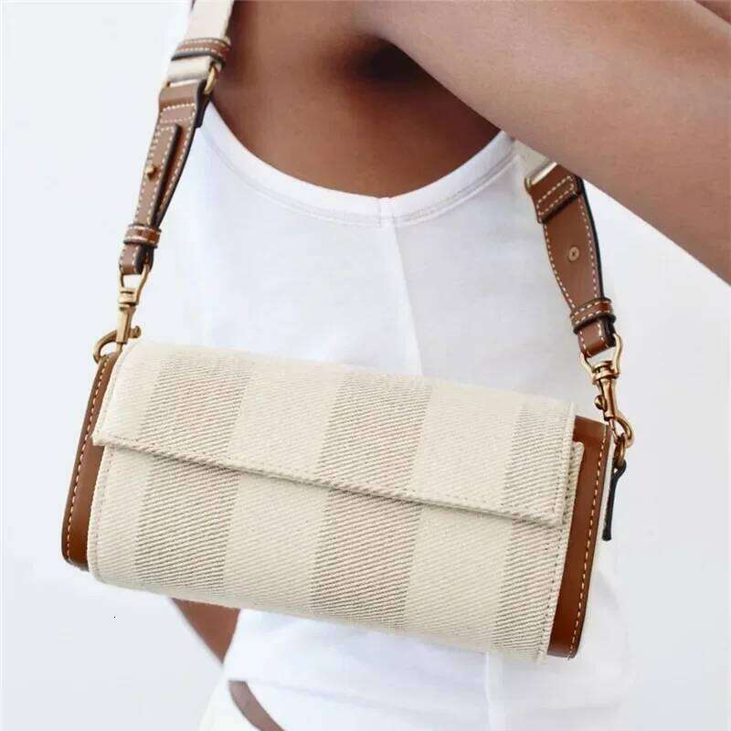 Women Brand Canvas Striped Crossbody Casual Pillow Boston Bowling Messenger Bag