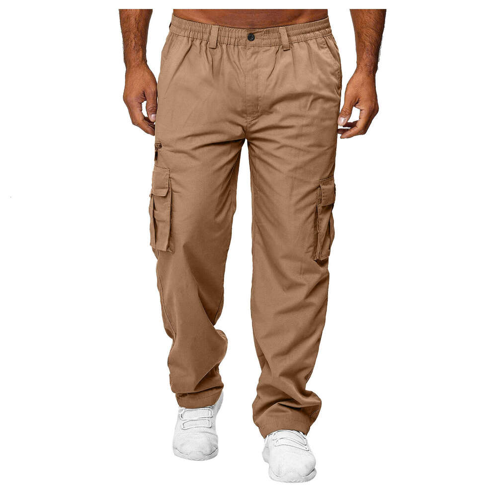 Men's Casual Multi-Pocket Loose Straight Cargo Outdoor Long Gym Pants B5