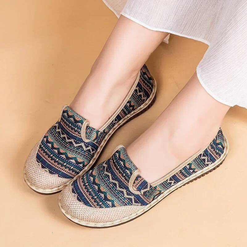 Ddmyoutdoor Summer New Women S Fashion Ethnic Style Linen Breathable Comfort Soft Sole Casual Shoes For Zapatos De Mujer Outdoor Shoes