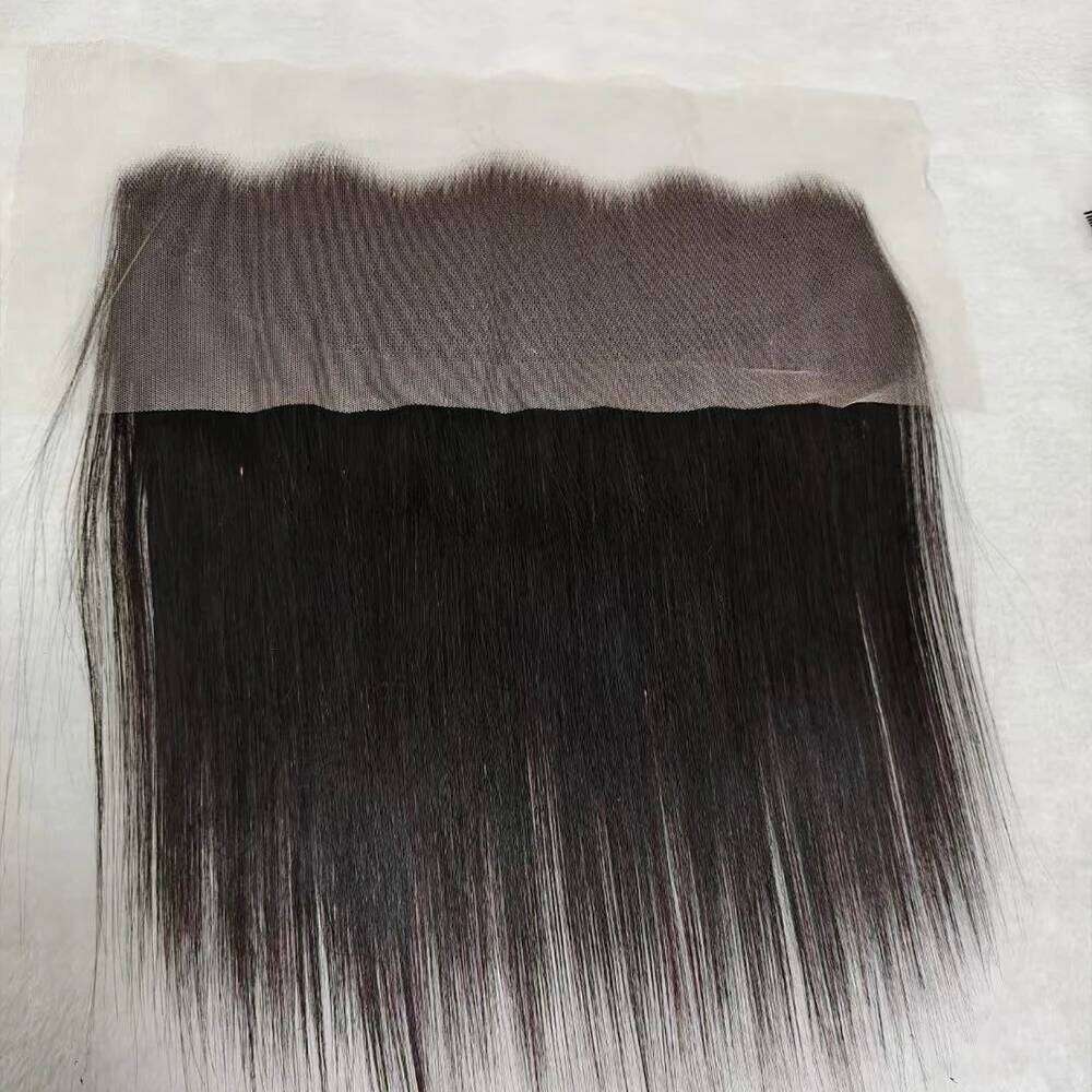 2X6 Transparent Frontal with Bone Straight Vieamese Raw Human Hair Bundles Double Drawn Lace Closure