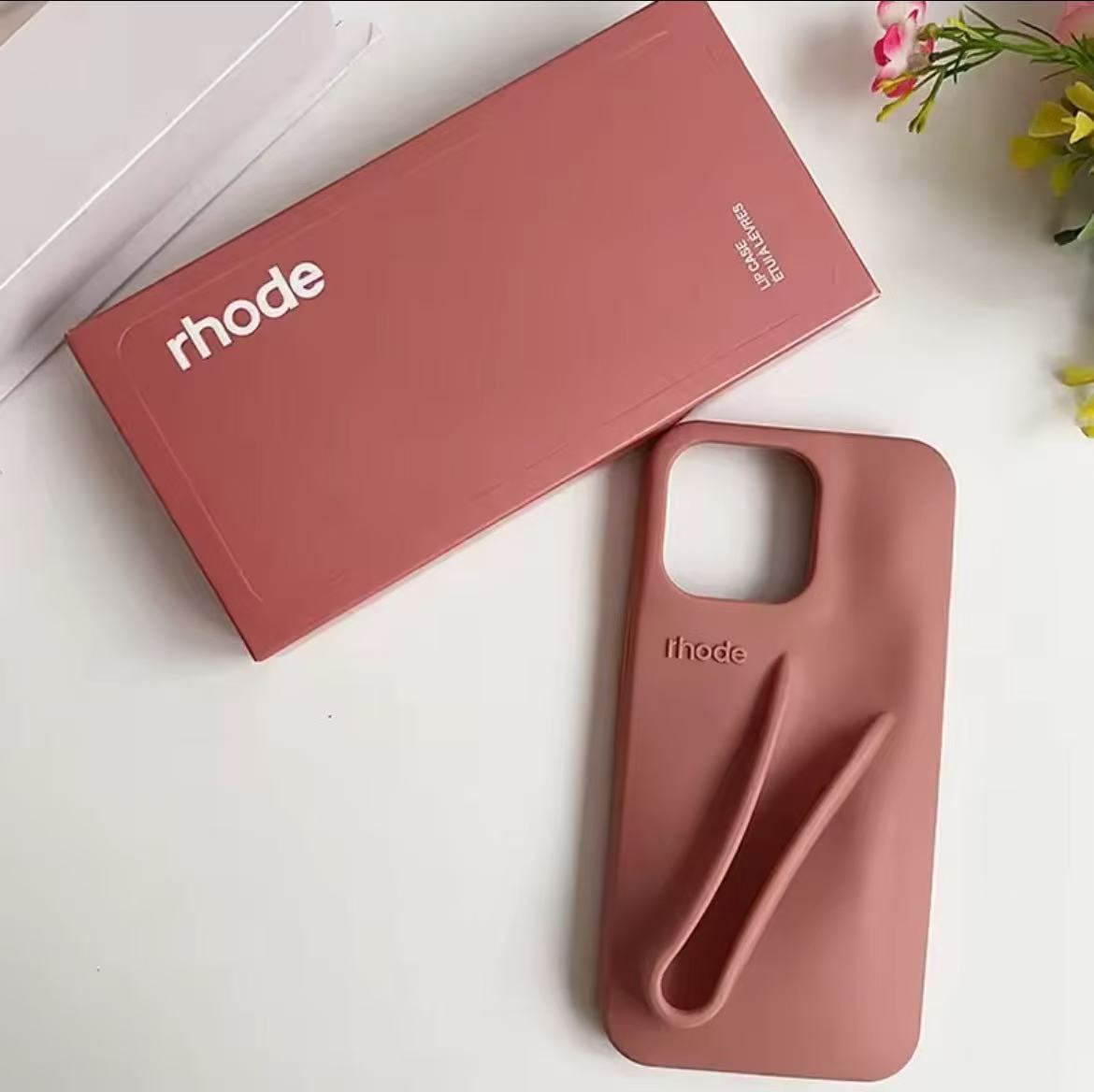 Rhode Case for IPhone 15 Pro Max 14 13 ProMax Lipstick Soft Silicone Portable Lip Gloss Holder Ins Hot Cover Funda