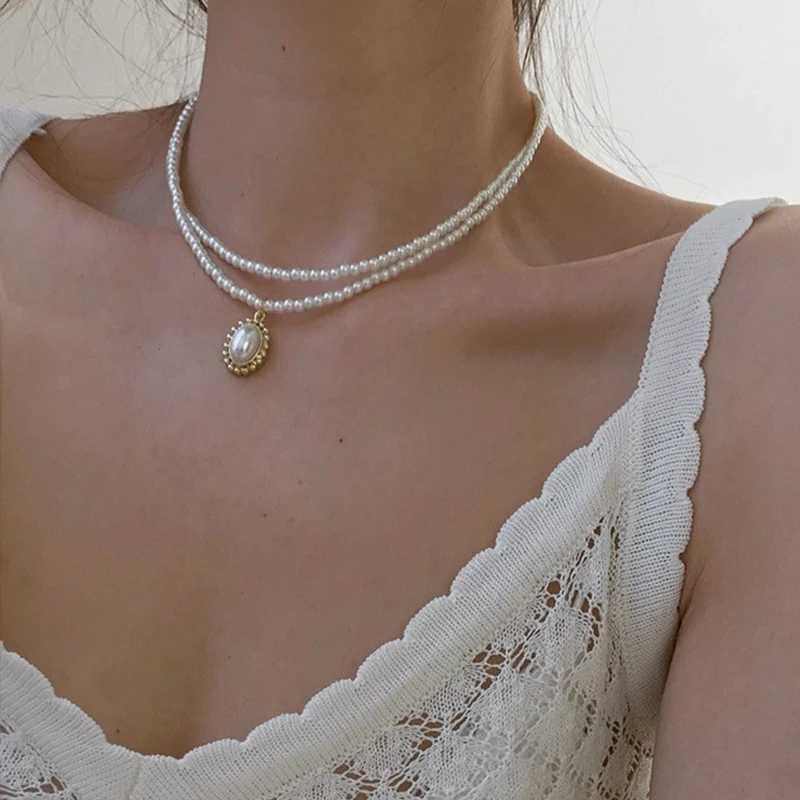 17KM Vintage Pearl Choker Necklace For Women Fashion Summer White Imitation Pearl Necklaces 2021 Trend Elegant Wedding Jewelry Y250605