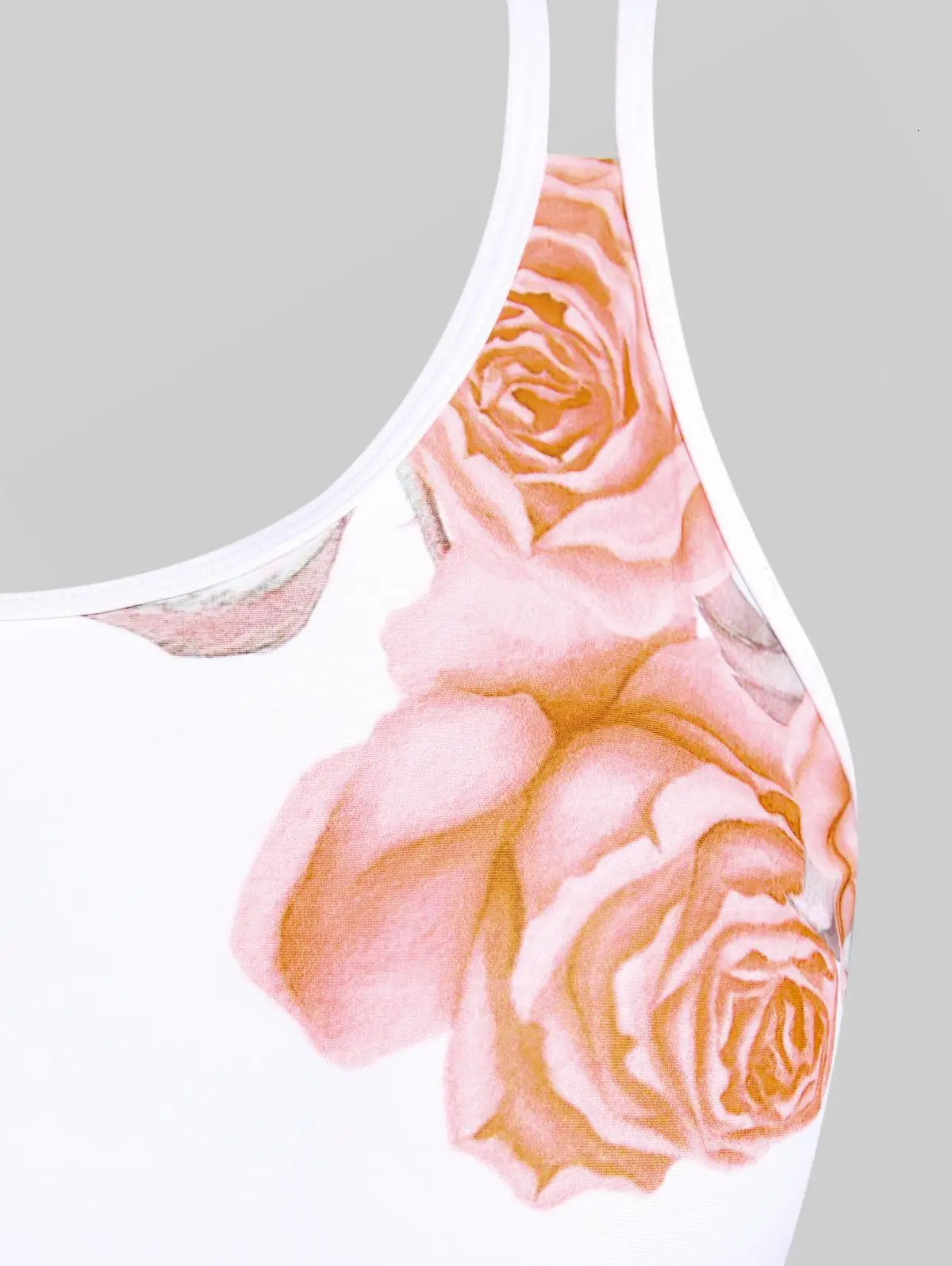 Rol Womens High Waist Rose Print Plus Size Curve Modest Tankini Swimsuit 250603