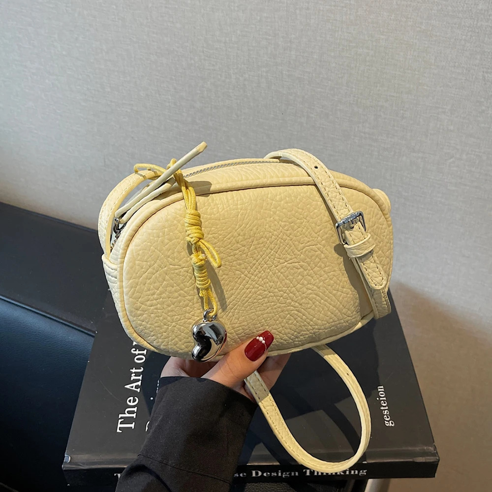 Women High Grade Texture Crossbody Bag Korean Solid Color Zipper Oval One Shoulder Bags Daily All-Match Commute Packs 250605