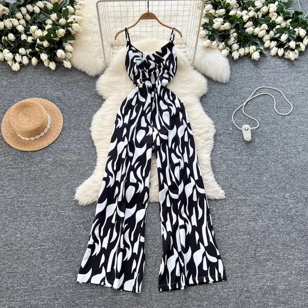 Neploe Holidays Summer Jumpsuit Light Ripe Wind Age Reduction Sling Slim Bodysuit Print Casual Sexy Elegant Romper 250530