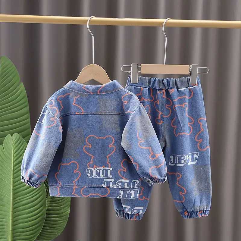 Baby Boys Clothing Set New Childrens Set Spring and Autumn Handsome Girl Denim jacket+T-shirt+Jeans 3-Piece Set 73-110CM R250606
