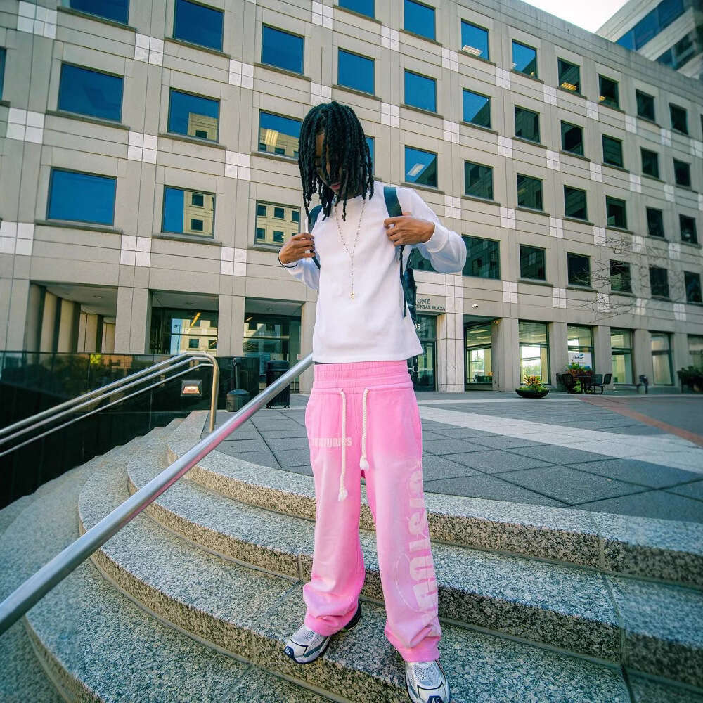 Elastic Drawstring Sweatpants with Printed Pattern Casual Long Pants High Hip Hop Rap Street Y2K