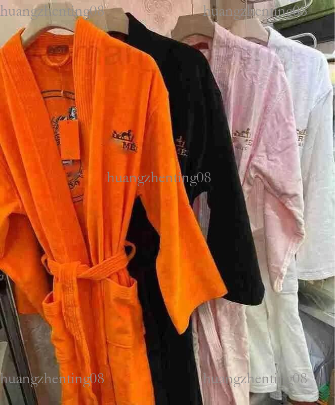 Men's Robes Designer Bathrod Pure Cotton Bathrobe Orange Love Horse Couple Home Clothing Pajamas Pure Cotton High end T1VL