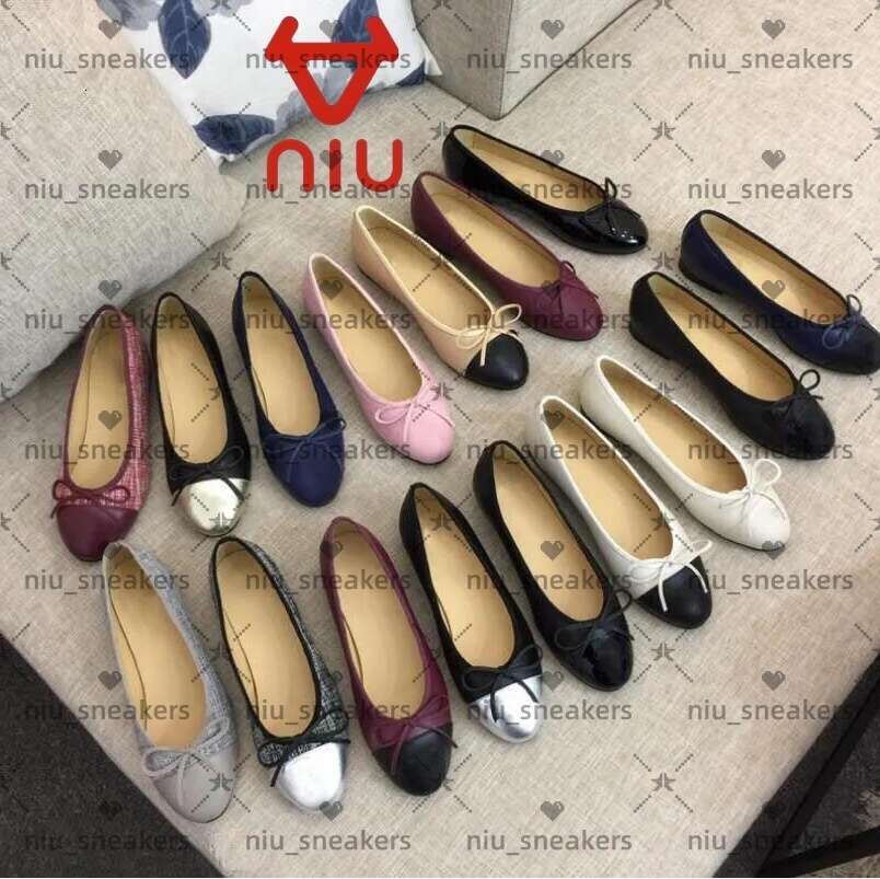 womens Dress designer Ballet Flat boat shoe Spring Autumn leather letter bow Dance formal shoes woman Lady Trample Lazy Loafers Large size 34-41-42