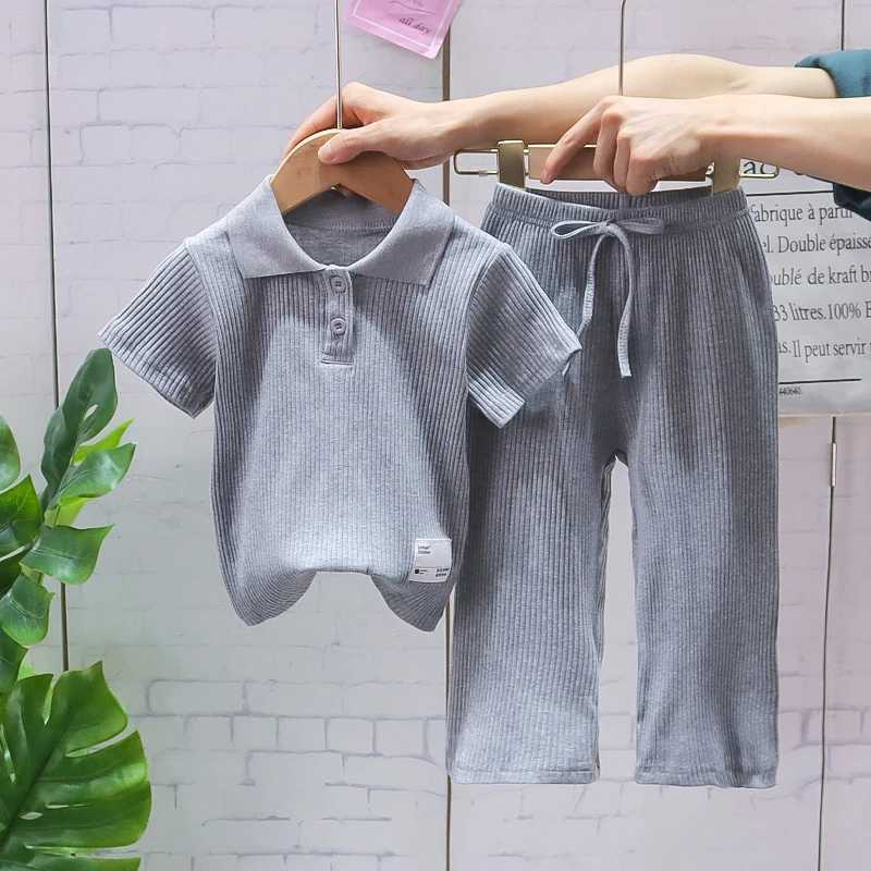New Summer Baby Girl Clothes Suit Children Fashion Solid T-Shirt Pants 2Pcs/Sets Toddler Casual Costume Infant Kids Tracksuits R250606