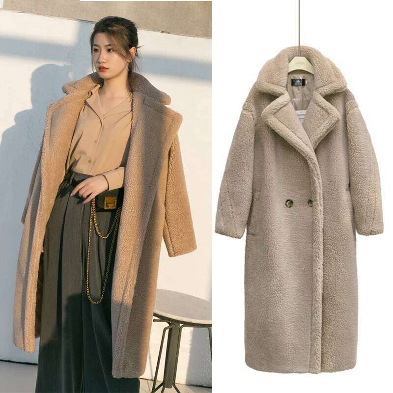 2025 Autumn Long Winter Woman Faux Coat Thick Warm Ladies Lapel OverCoat Fur Jacket Female Plush Teddy Outwear