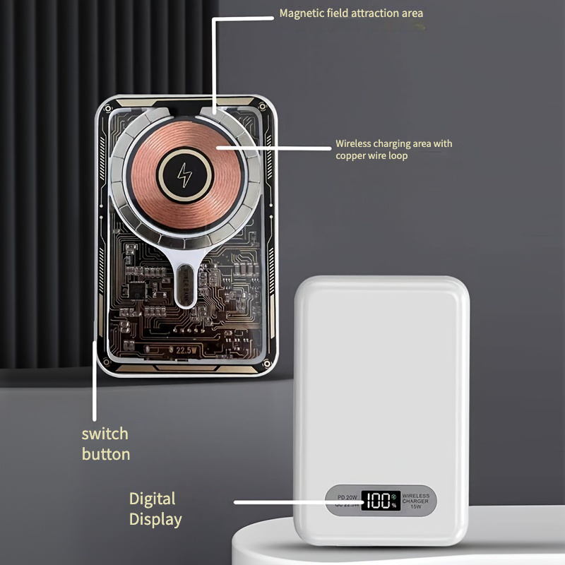 Fast-Charging MagSafe Compatible Mobile Phone 5000mah Transparent version wireless magnetic Powerbank Durable Backup Battery Accessory for Your phone 