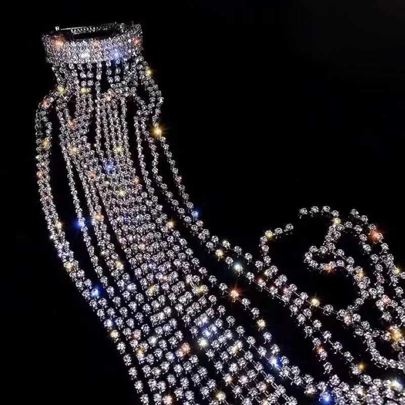 New Fashion Full Rhinestone Shiny Tassel Hair Band Womens Headdress Wedding Party Accessories Hair Jewelry Z250605